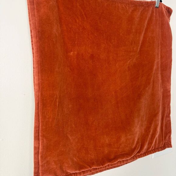 Threshold Crushed Velvet Rust Pillows Covers (2) 20”x20” - Picture 2 of 5